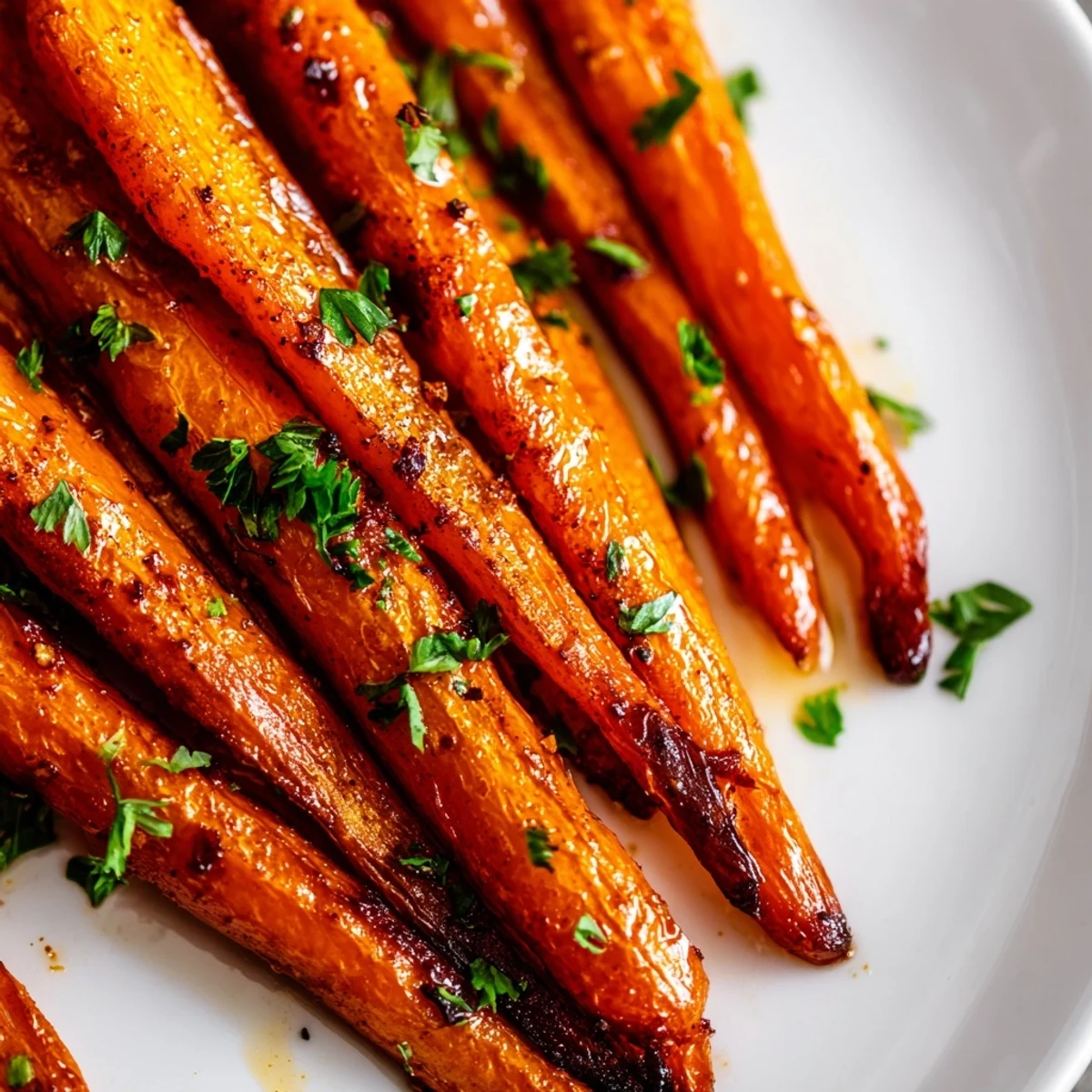 Glowing orange roasted carrot sticks garnished with parsley on a baking sheet, perfect with grilled chicken or fish.