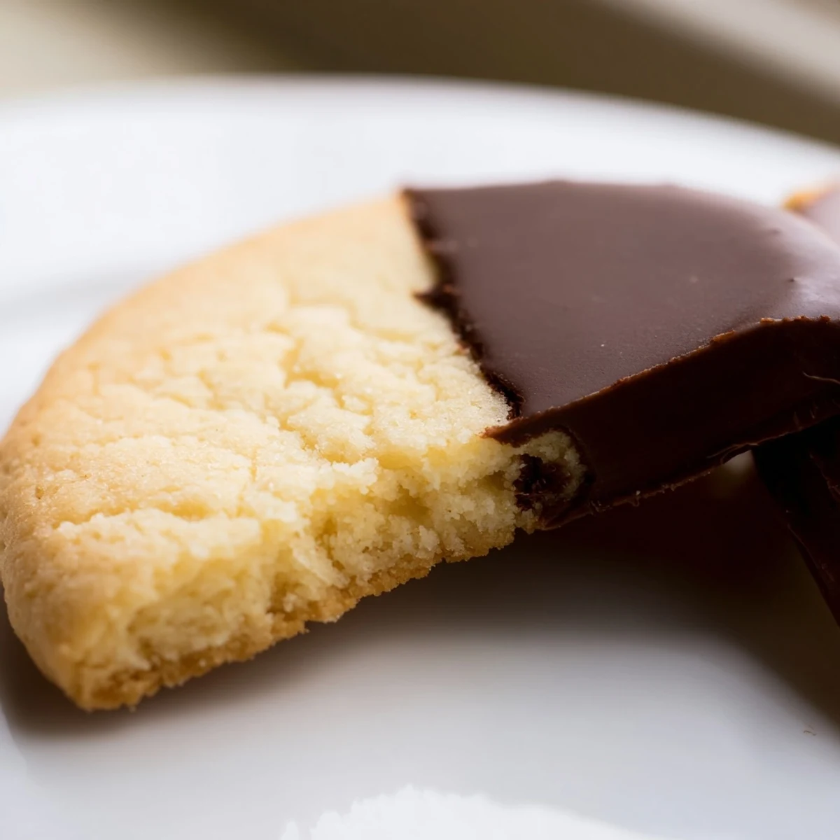 Buttery shortbread cookies with chocolate coating and crushed nuts, arranged neatly on a wire rack.