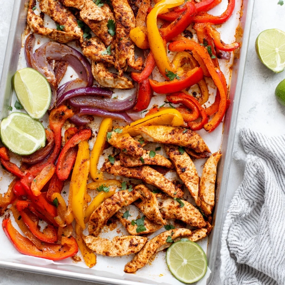 Colorful, caramelized vegetables and seasoned chicken roasted together on one pan for a quick weeknight Tex-Mex dinner.