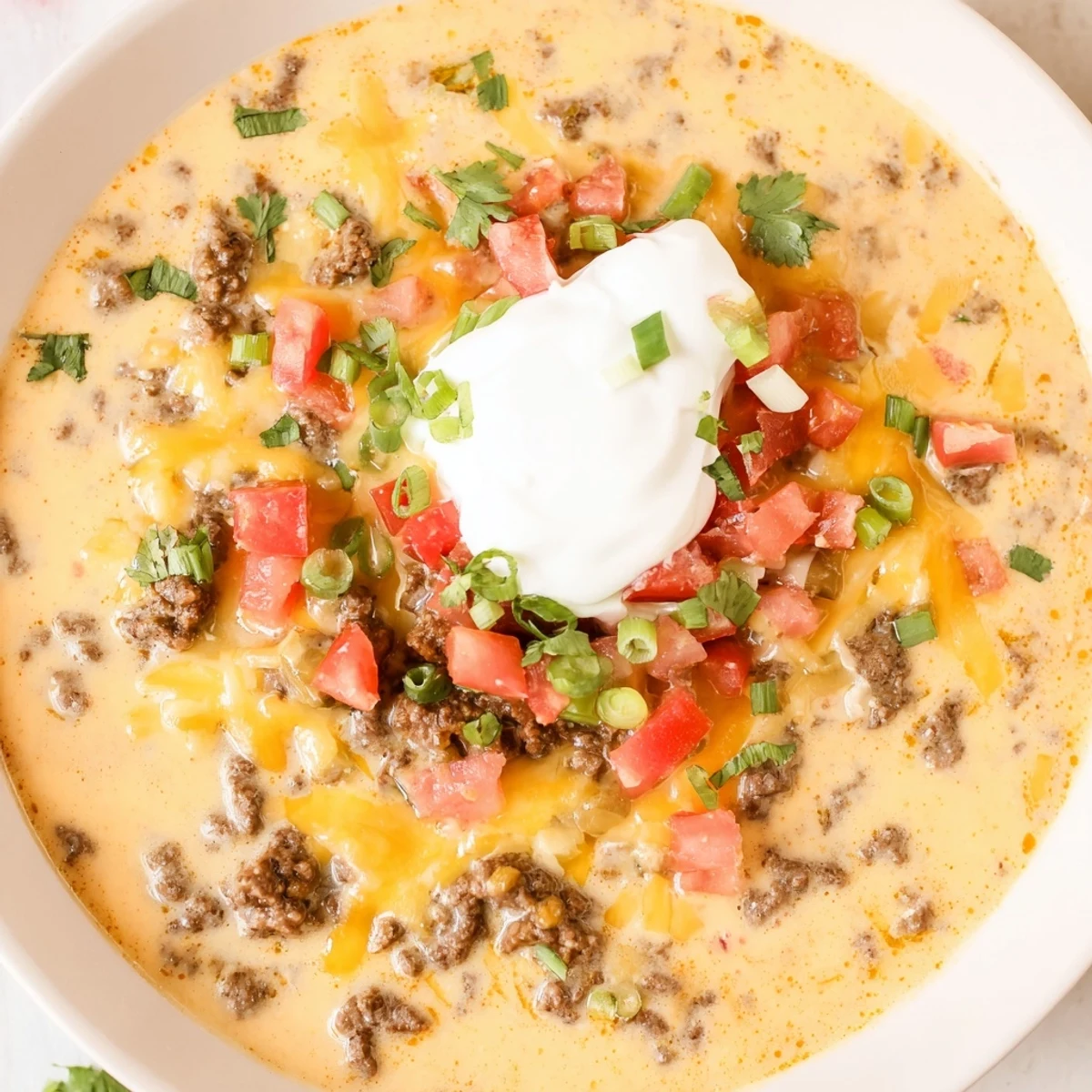 Ground beef and melted cheese blend in this crowd-pleasing Touchdown Spicy Beef Queso Dip for game day.