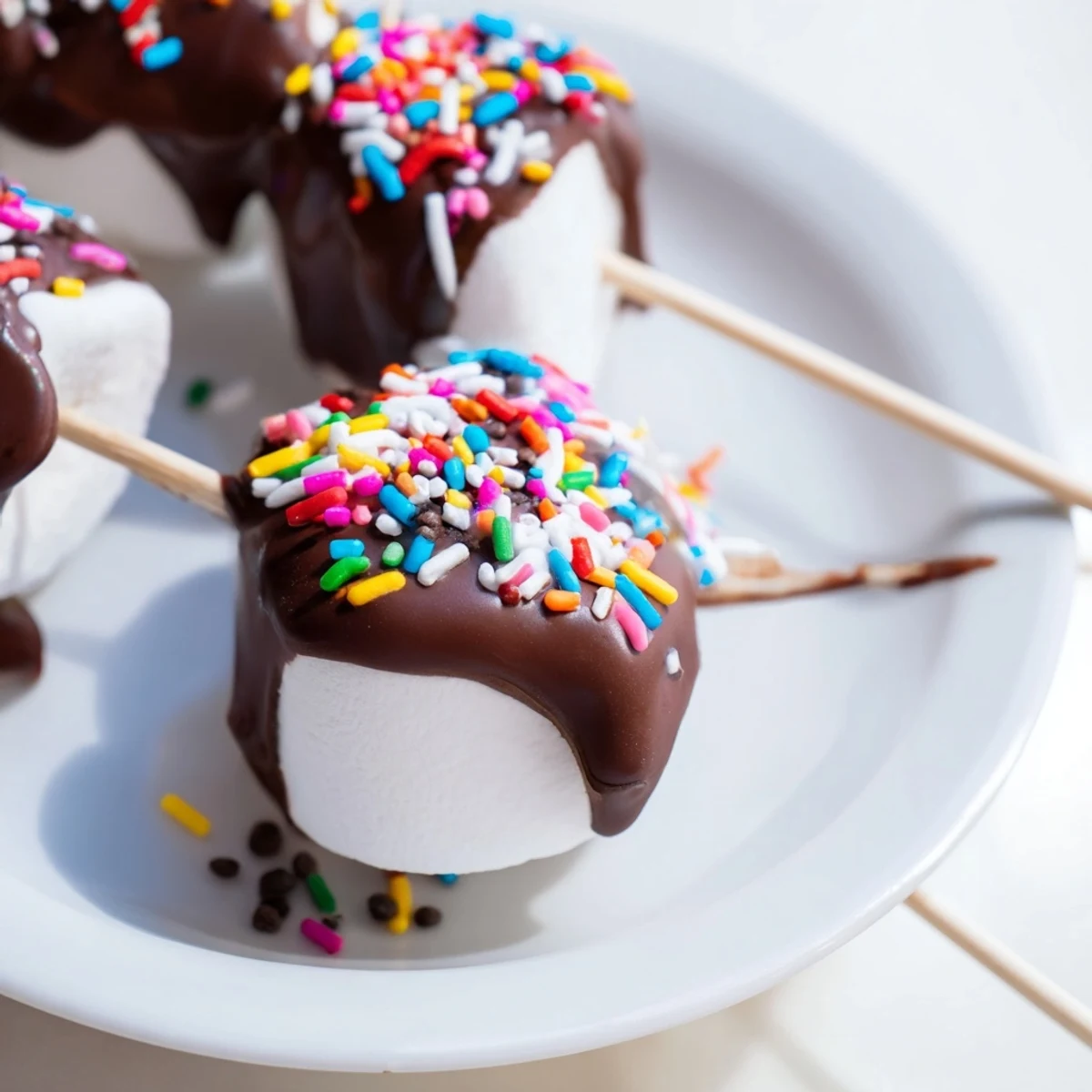 Fluffy marshmallows dipped in silky dark chocolate and rolled in crunchy pistachios for a festive treat.