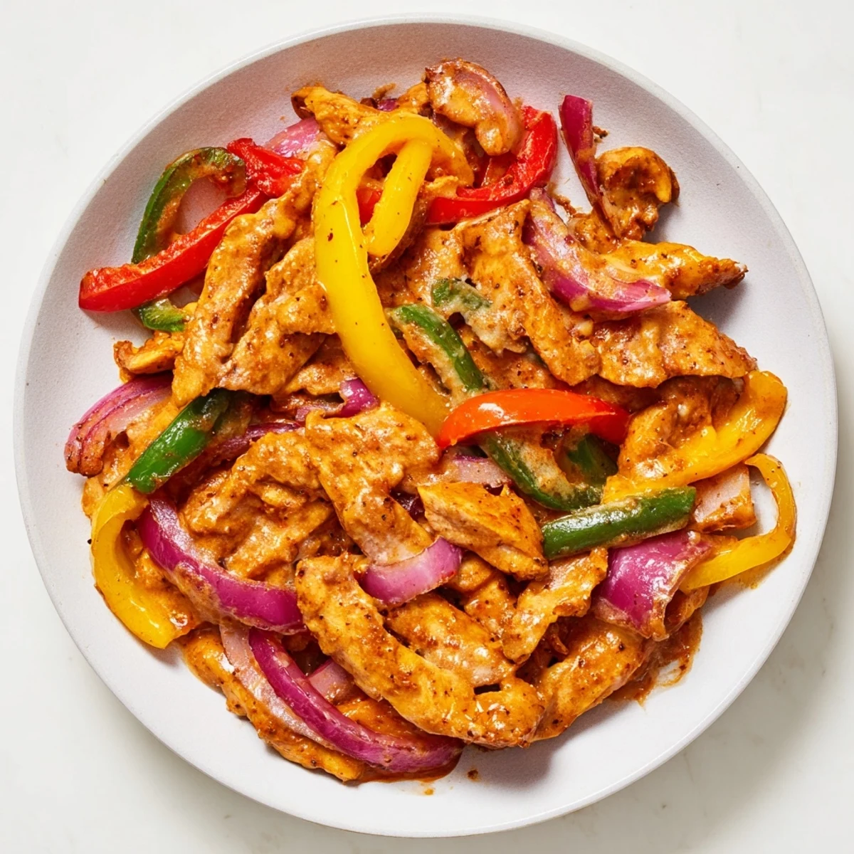 Serve this Cajun Chicken Pasta with Peppers family-style, with steam rising and a sprinkle of Parmesan on top.