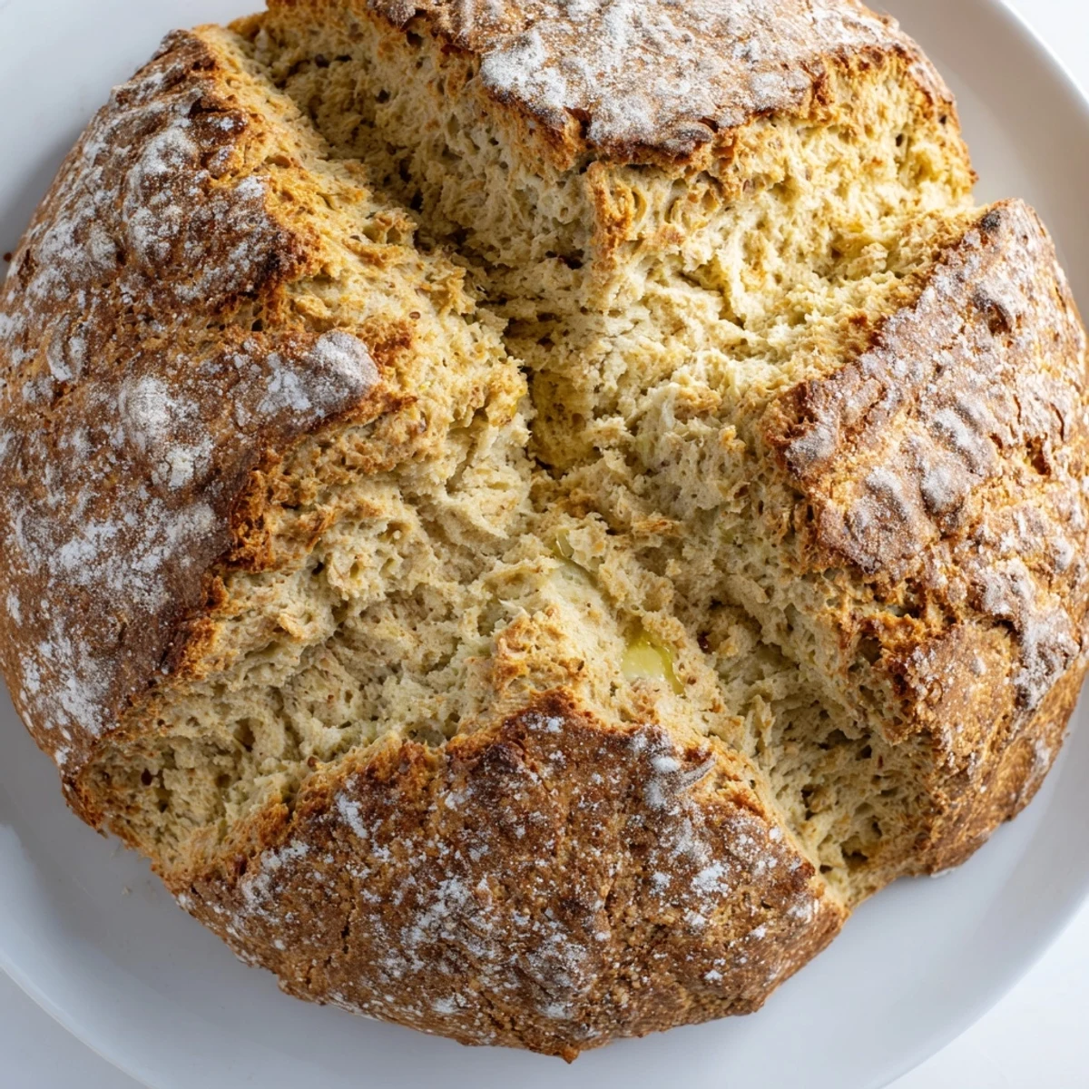 Thick slice of Irish Soda Bread with Caraway beside a pat of melting butter, ideal for pairing with hearty Irish stew.