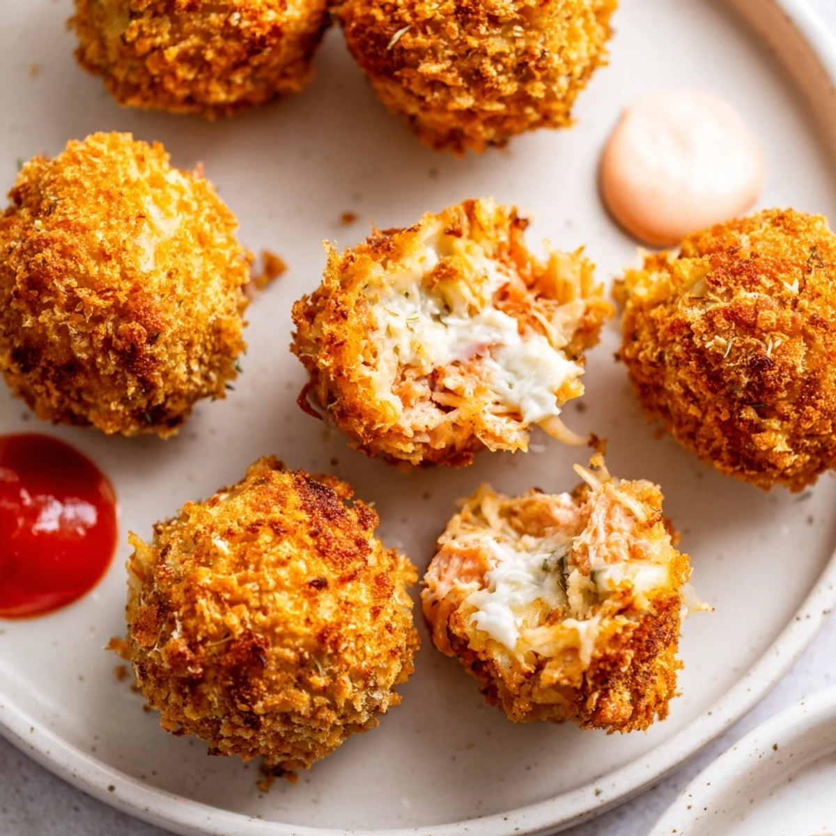 Serve these savory Reuben Balls with Spicy Thousand Island dip alongside pickles for an appetizer spread.