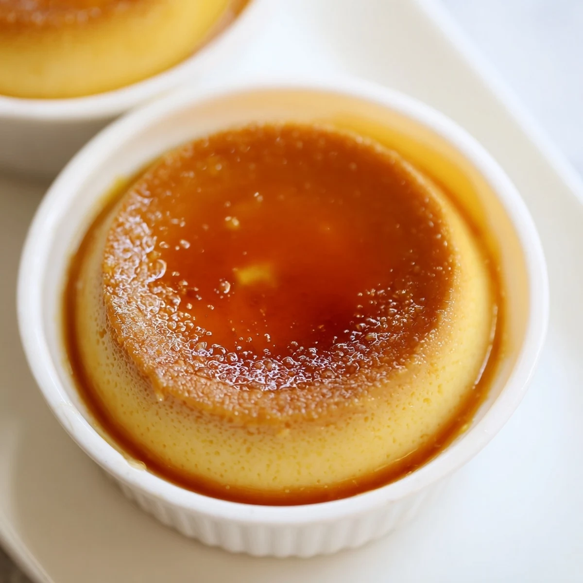 Fresh berries garnish this delicious Classic Baked Milk Pudding, highlighting its smooth vanilla custard filling.