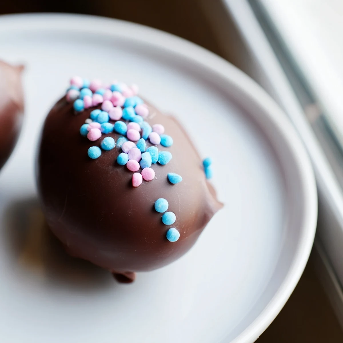 Four chilled Easter Egg Oreo Balls arranged on a tray, ready for a festive Easter brunch or gift boxes.