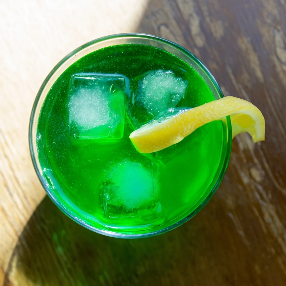 Vibrant Luck of the Irish cocktail in a chilled glass garnished with fresh mint sprig and ice
