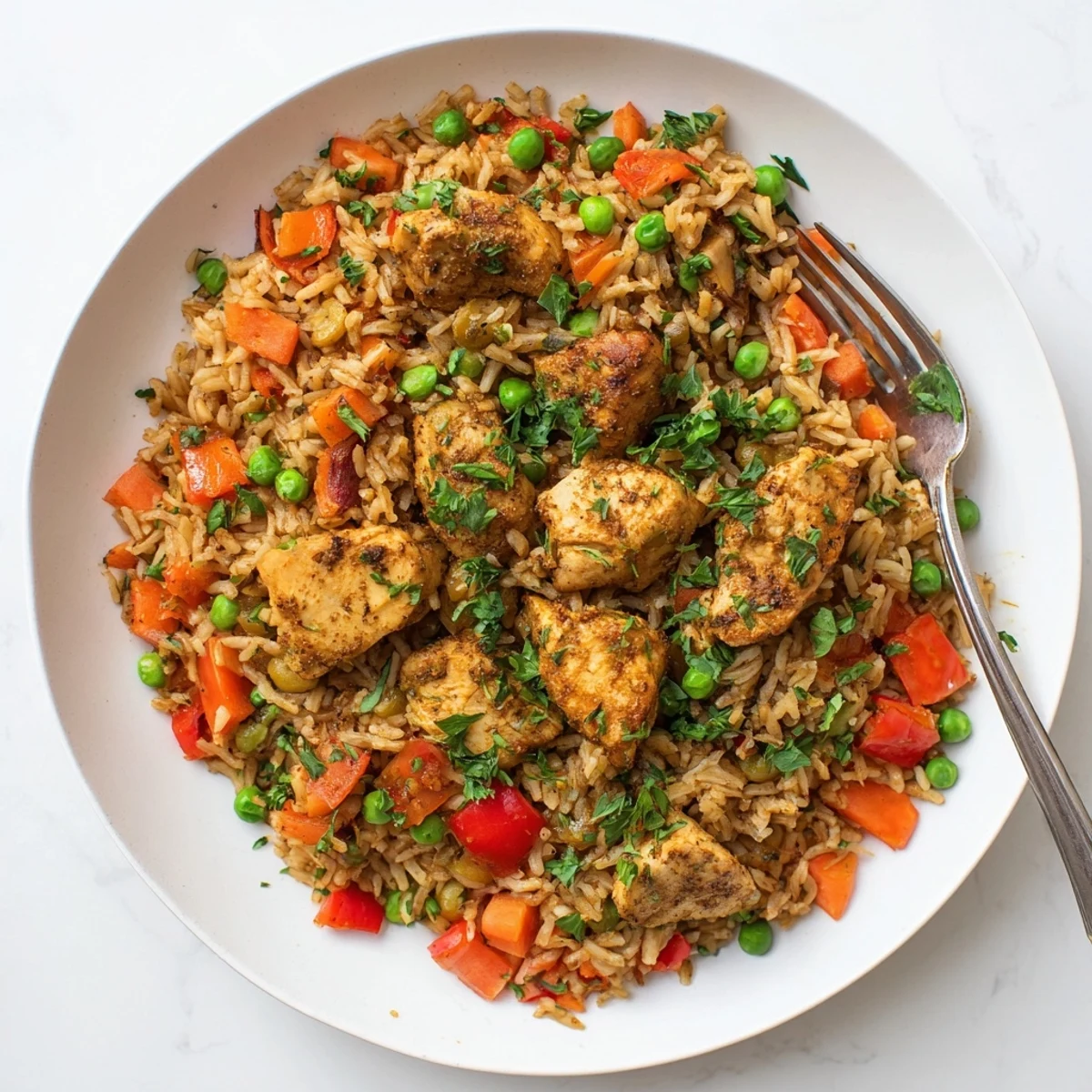 Fragrant Middle Eastern one pot shawarma chicken and rice steaming in a Dutch oven