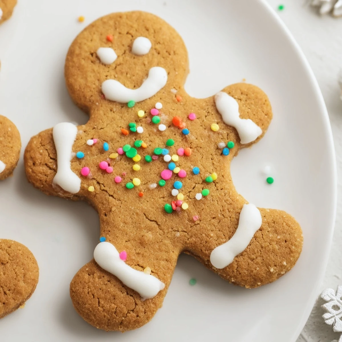 Festive holiday gingerbread cookies shaped like stars and trees with piped icing details and edible pearls