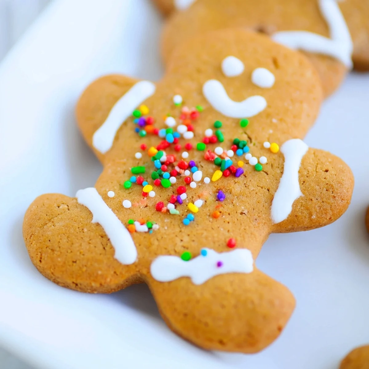 Batch of freshly baked classic gingerbread cookies cooling on wire rack ready for Christmas decorating with vibrant icing