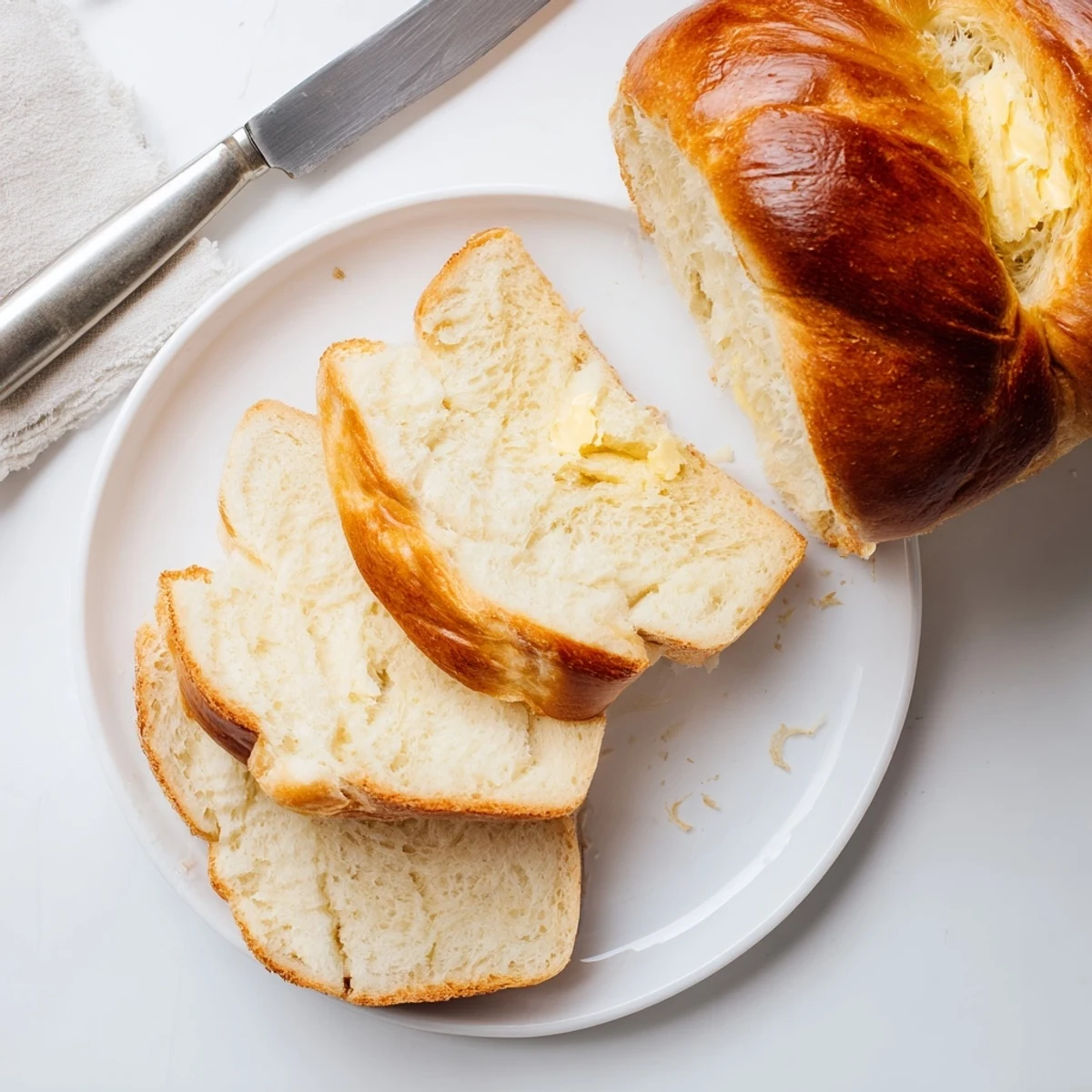 Sliced homemade Amish white bread showing fluffy white crumb perfect for sandwiches