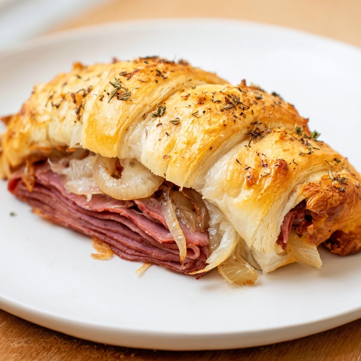 Tender roast beef and cheese French dip roll ups arranged on a baking sheet ready for oven baking