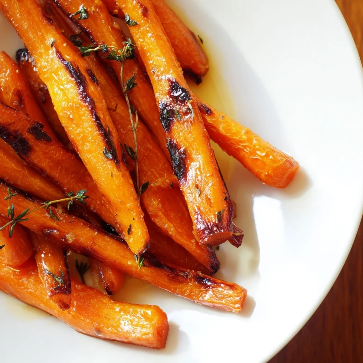 Caramelized honey roasted carrots arranged on a baking sheet with crispy edges and tender centers