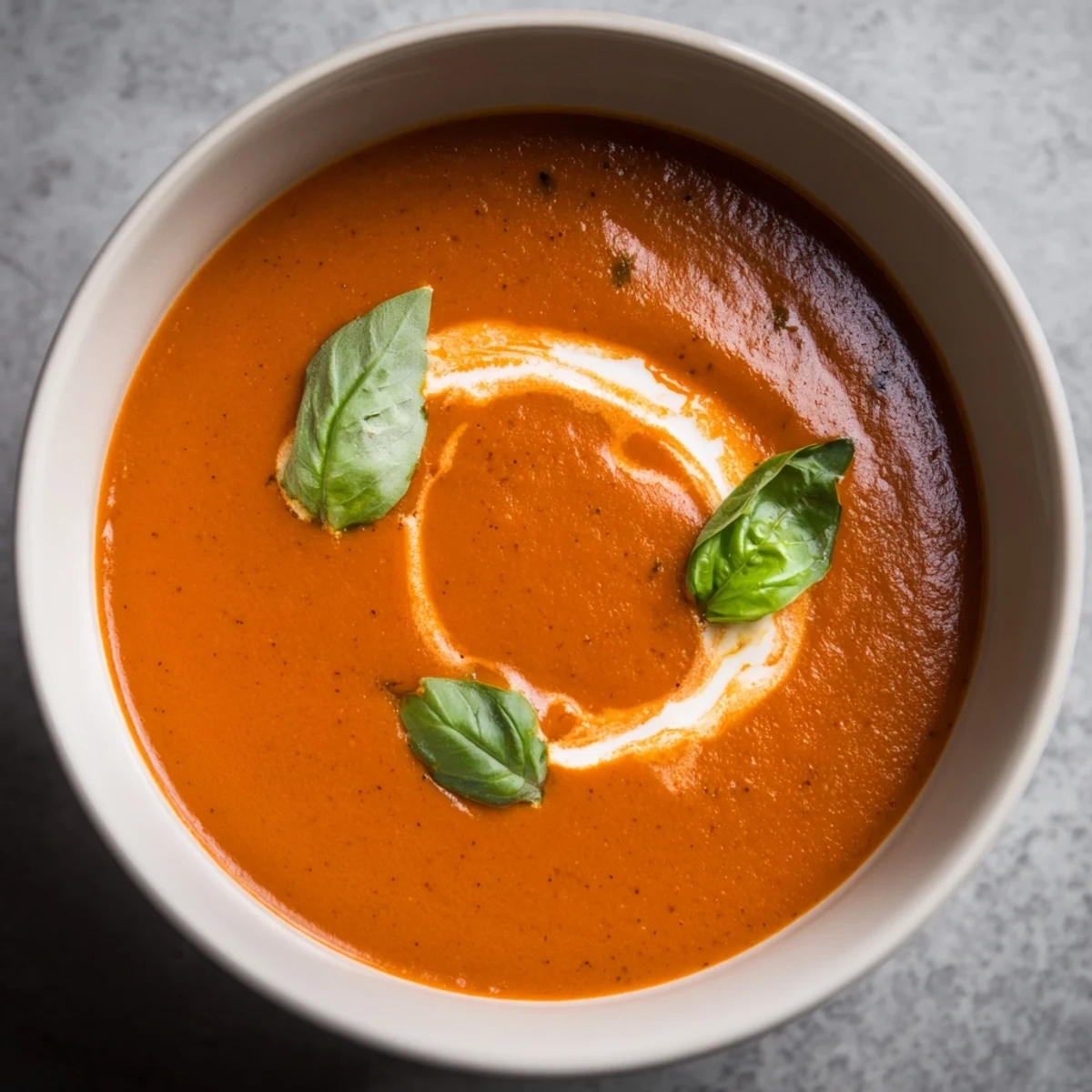 Steaming bowl of fire roasted tomato soup paired with a golden grilled cheese sandwich