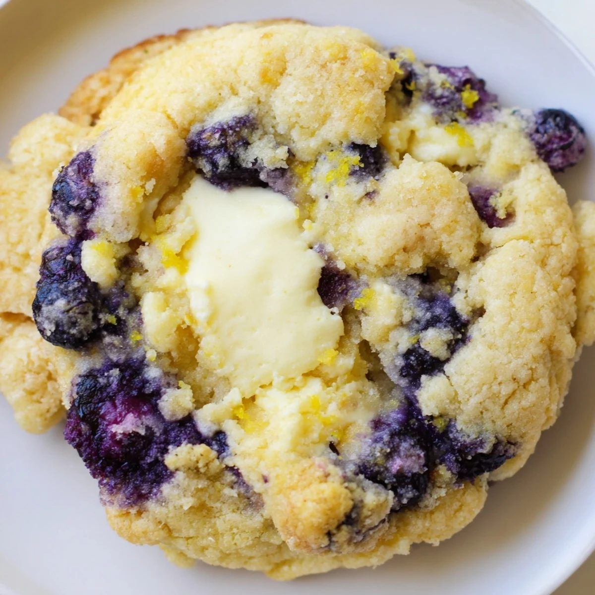 Soft lemon blueberry cheesecake cookies with golden edges and tangy cream cheese centers