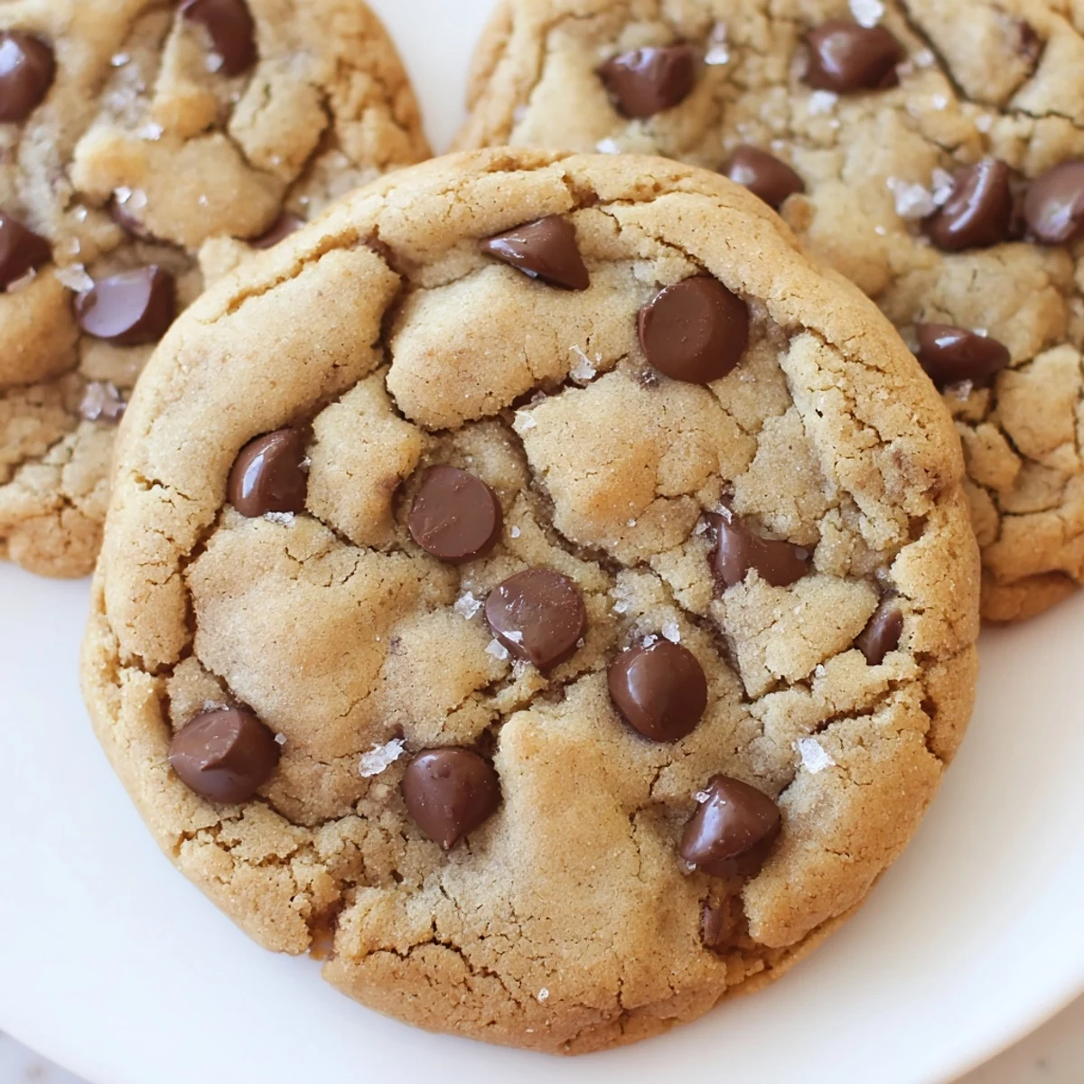 Soft and chewy Nut Free Chocolate Chip Cookies fresh from the oven with crispy edges