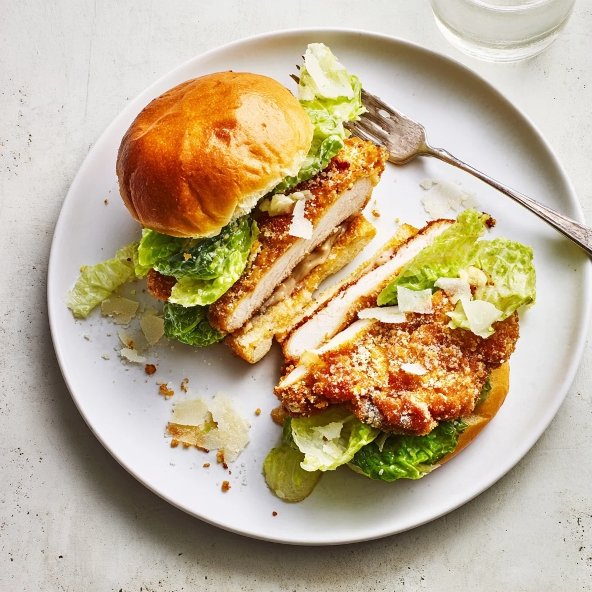 Crispy Chicken Caesar Sandwich Recipe with golden fried chicken and crisp romaine  