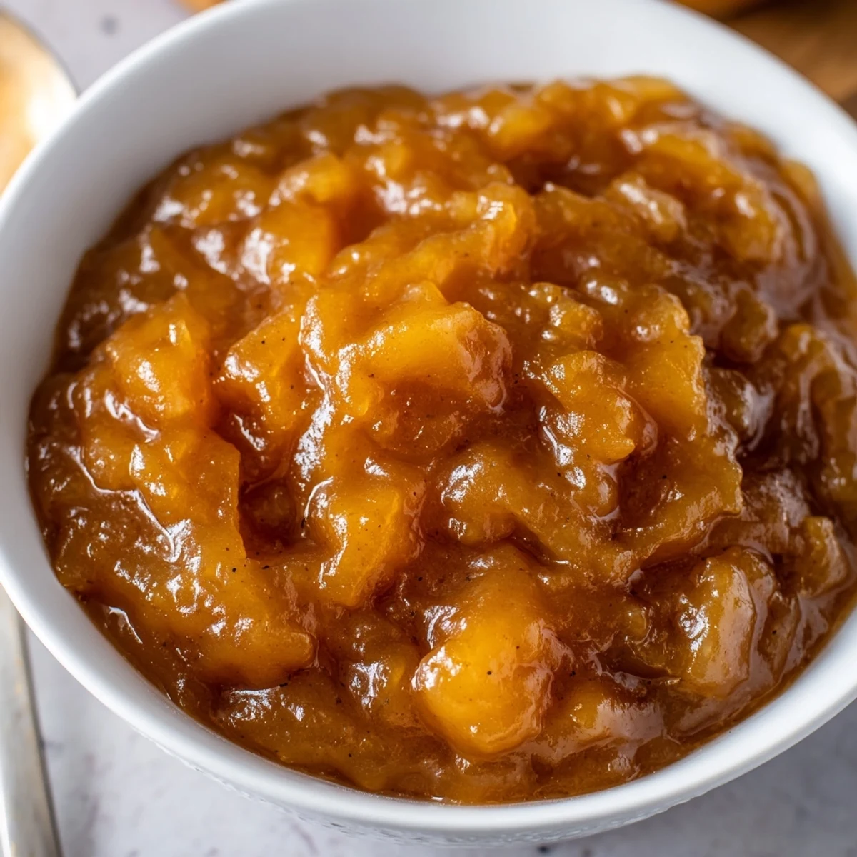 Homestyle Fall Caramel Apple Jam spread on toast, gooey caramel ribbons