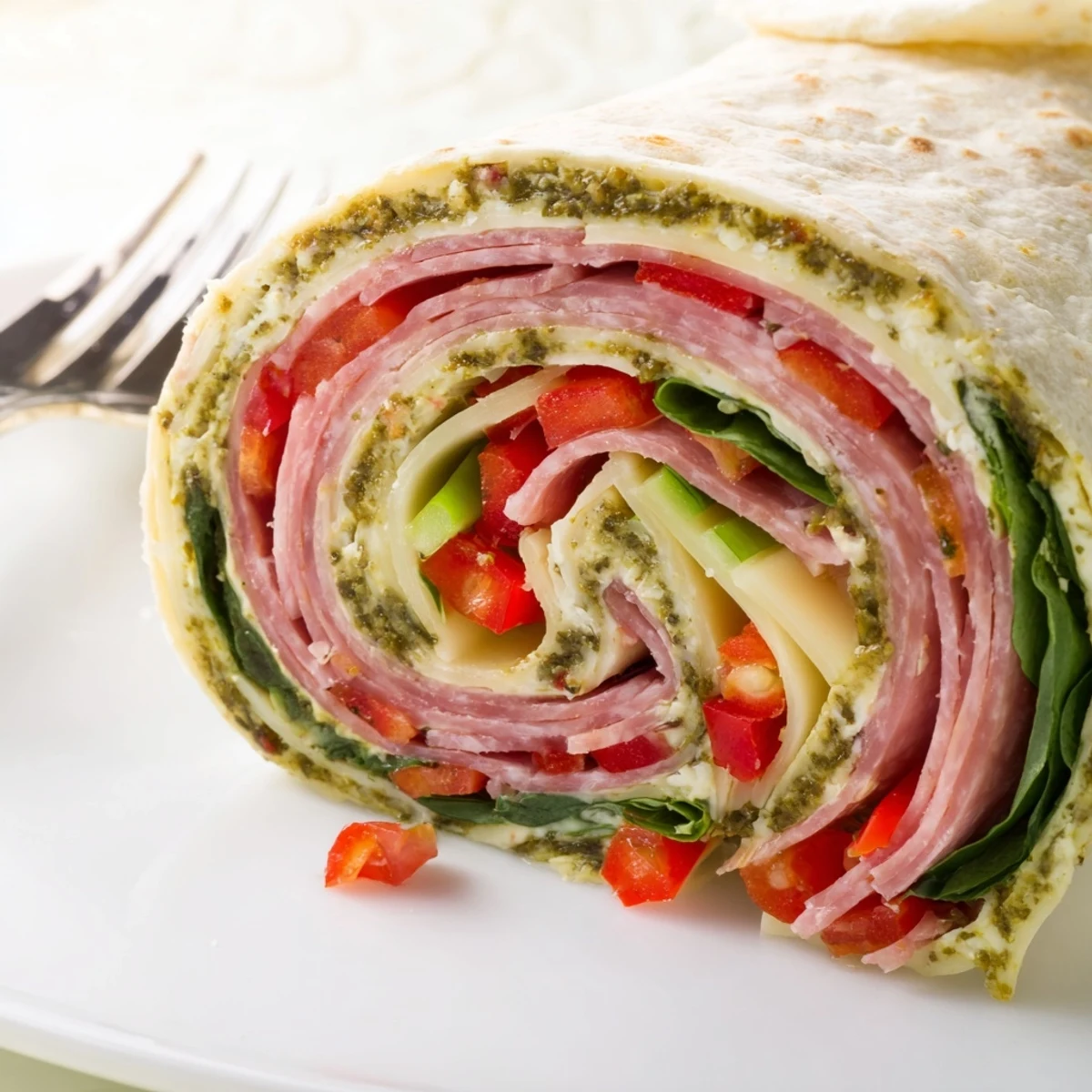 Handheld Italian Pinwheel Sandwiches sliced into bites, perfect for parties and appetizers