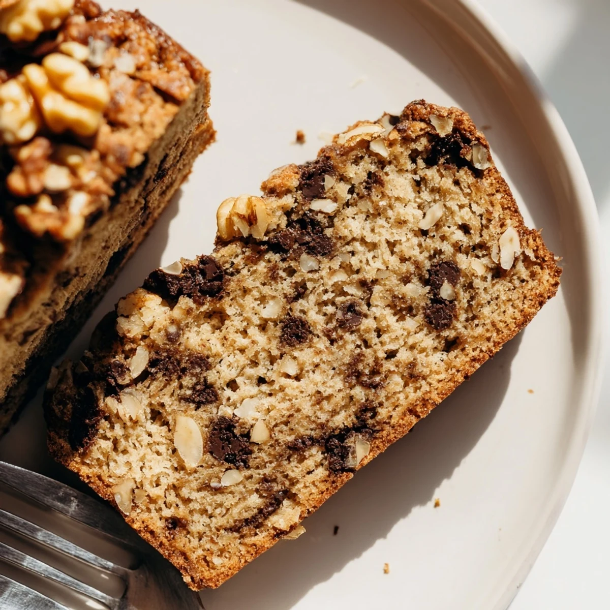 Wholesome protein banana bread oil free cooling on wire rack ready for breakfast slicing
