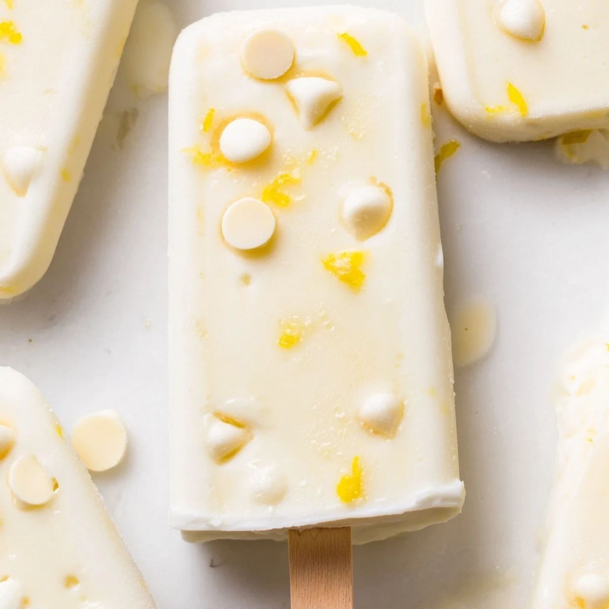 Creamy Greek yogurt popsicles with fresh lemon zest cooling on a summer afternoon