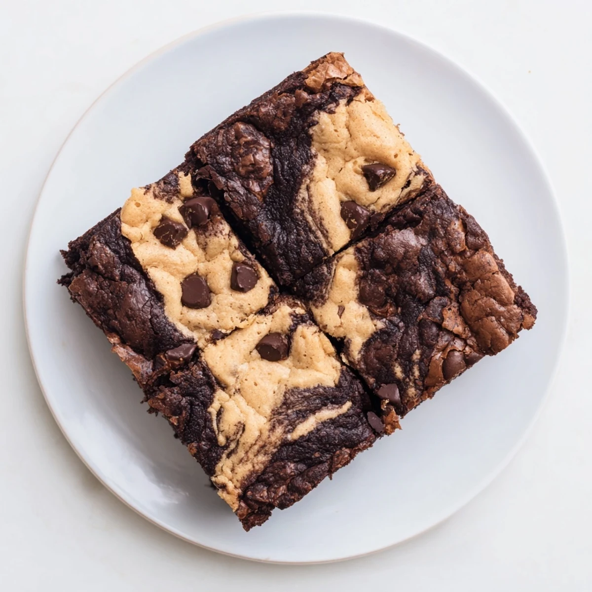 Freshly baked fudgy chewy brookies layered with rich brownie and chocolate chip cookie