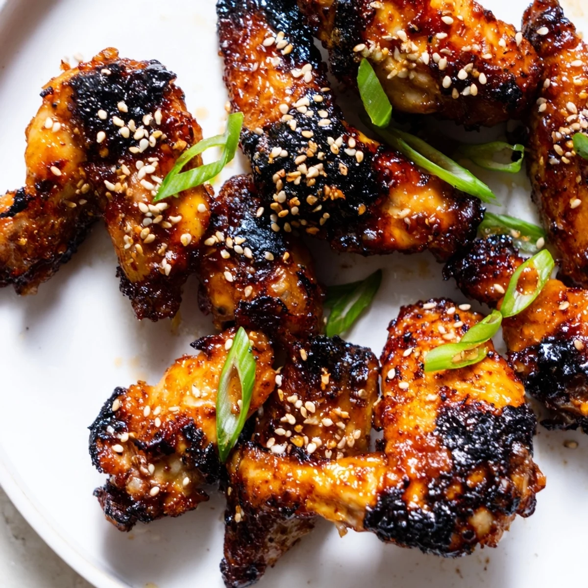 Golden roasted miso honey marinated chicken wings topped with sesame seeds and scallions