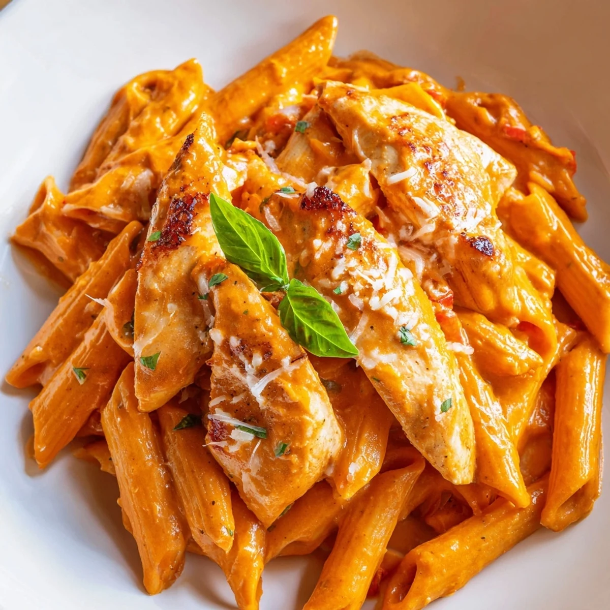 Golden seared chicken nestled in Sun Dried Tomato Marry Me Chicken Pasta sauce