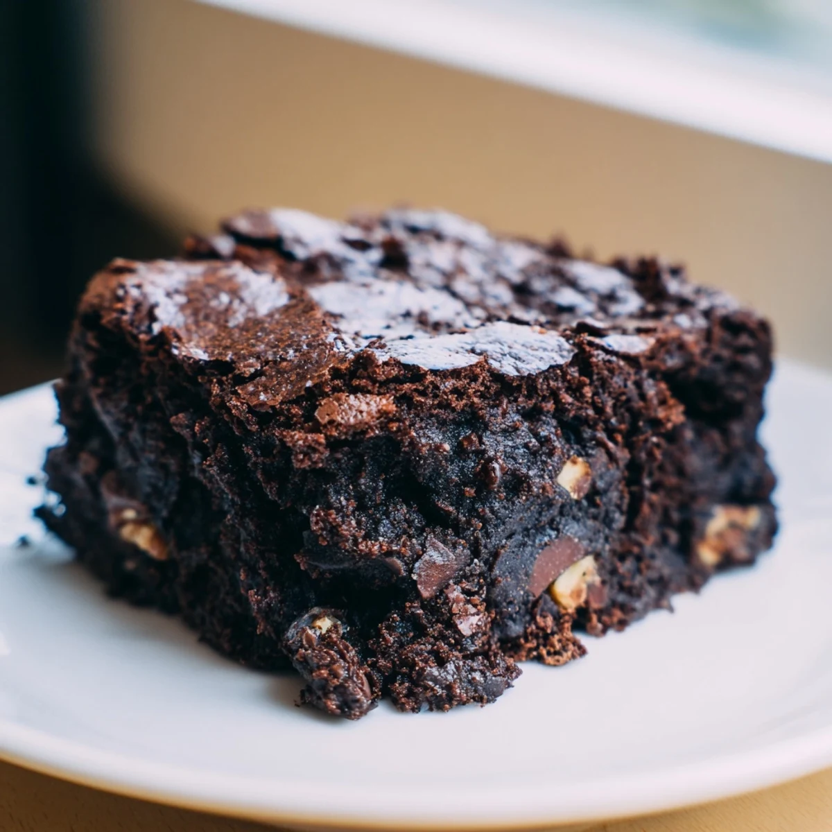 Intensely chocolatey ultimate brownies studded with dark chocolate chunks and toasted walnut pieces