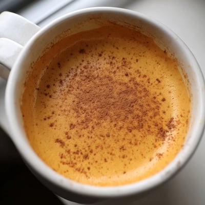 Rich Korean sweet potato latte poured into two mugs on a cozy autumn morning